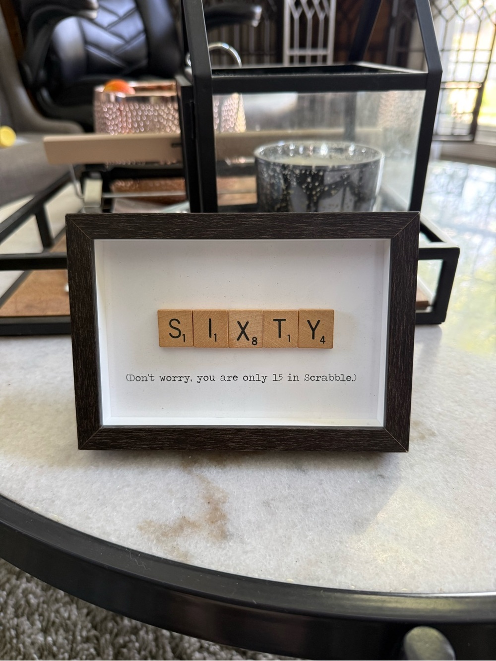 Scrabble Tile Birthday Age Frame: Milestone Gift (5x7) SIXTY 60